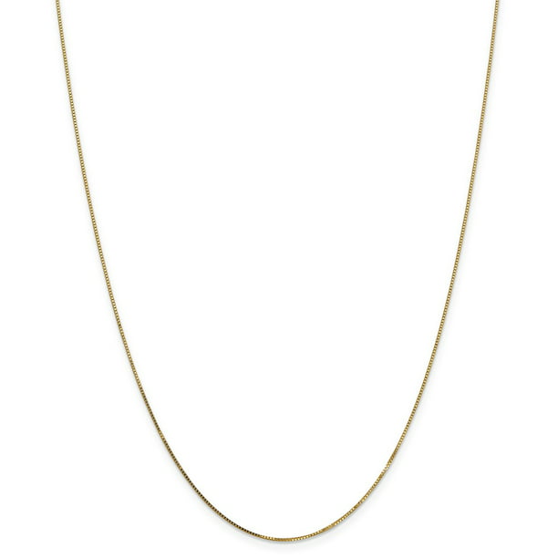 1mm Width & 20 Inches Long 14K Solid Yellow Gold Box Chain Necklace with Secure Lobster Lock Clasp 